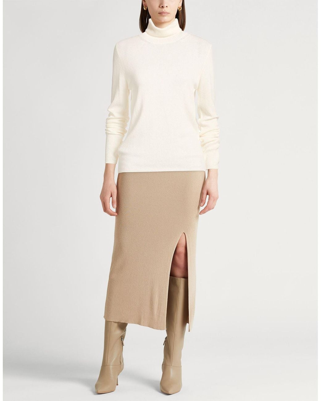 Eleventy White Platinum Cream Turtleneck Cashmere