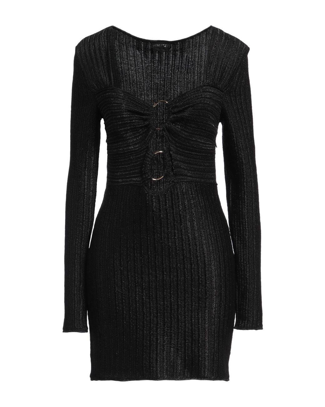 Tom Ford Black Mini Dress Cotton, Virgin Wool, Polyester