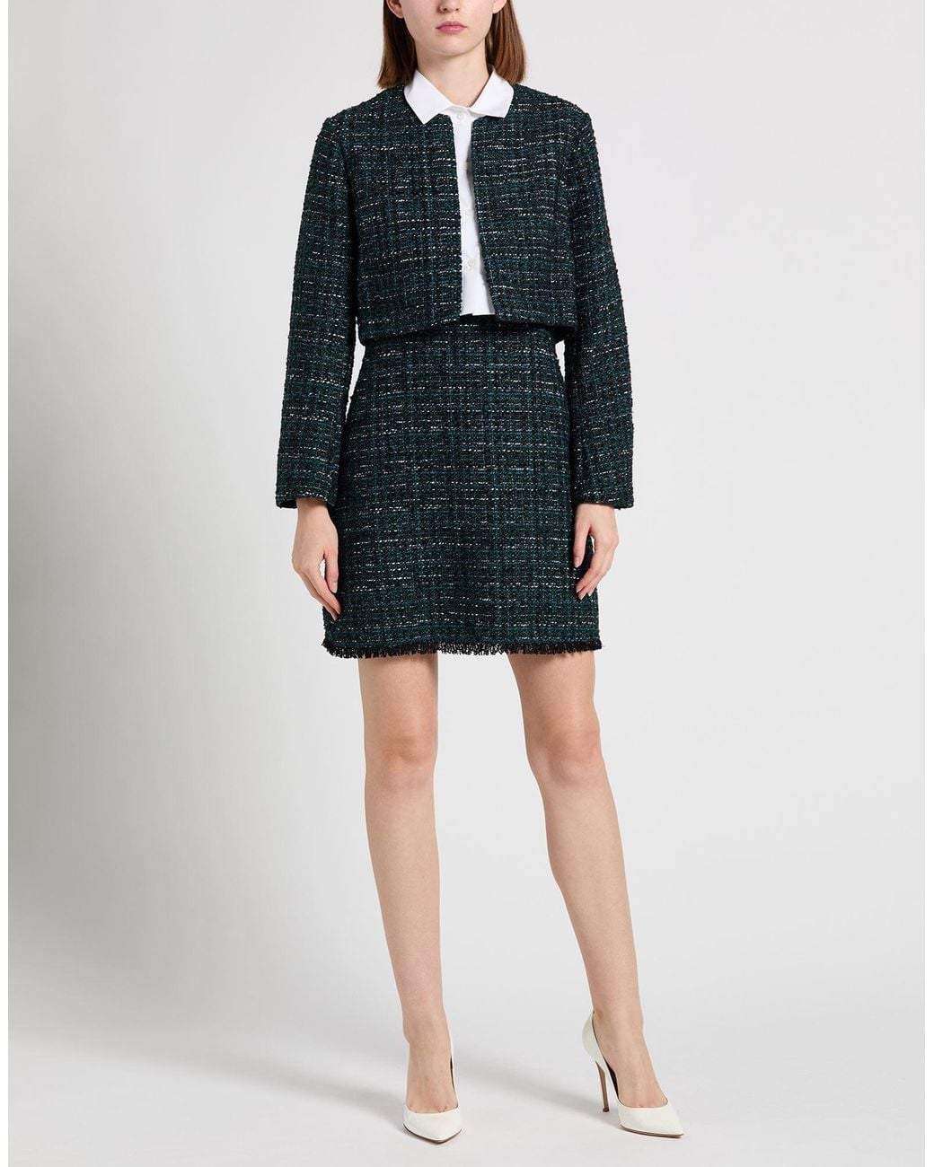 Maje Blue Suit Acrylic, Cotton, Polyester, Wool, Textile Fibers