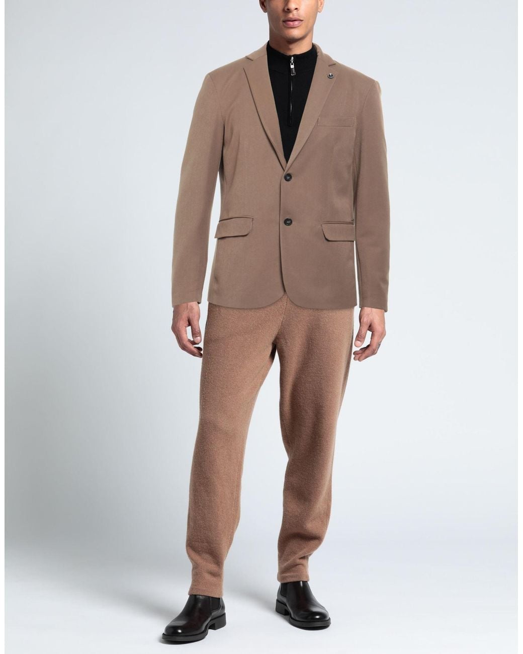Gianni Lupo Brown Camel Blazer Polyester, Viscose, Elastane for men