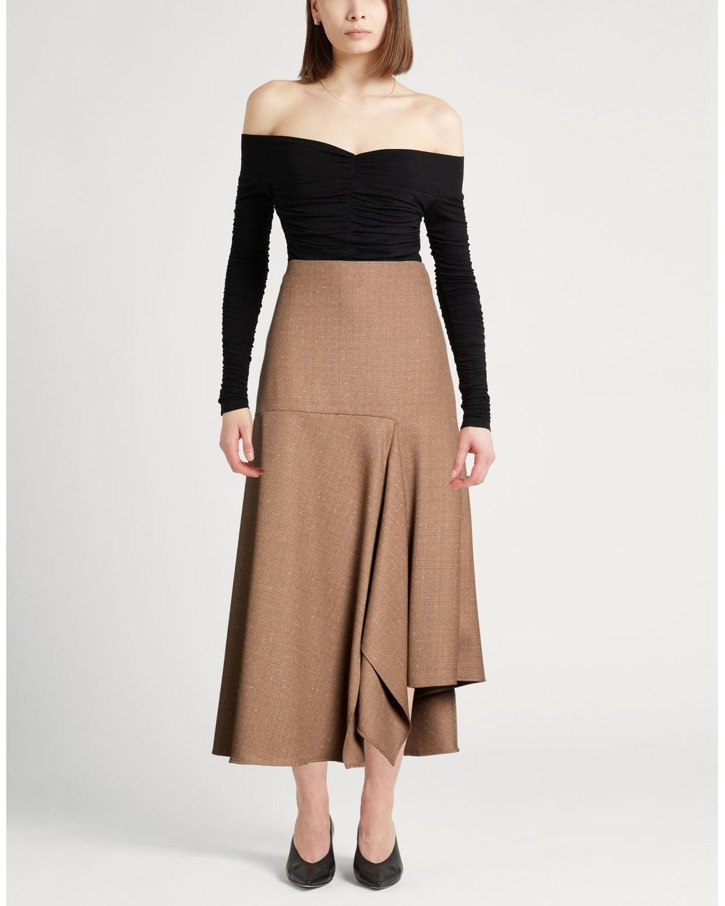 Fabiana Filippi Brown Maxi Skirt Virgin Wool, Silk, Polyester, Polyamide