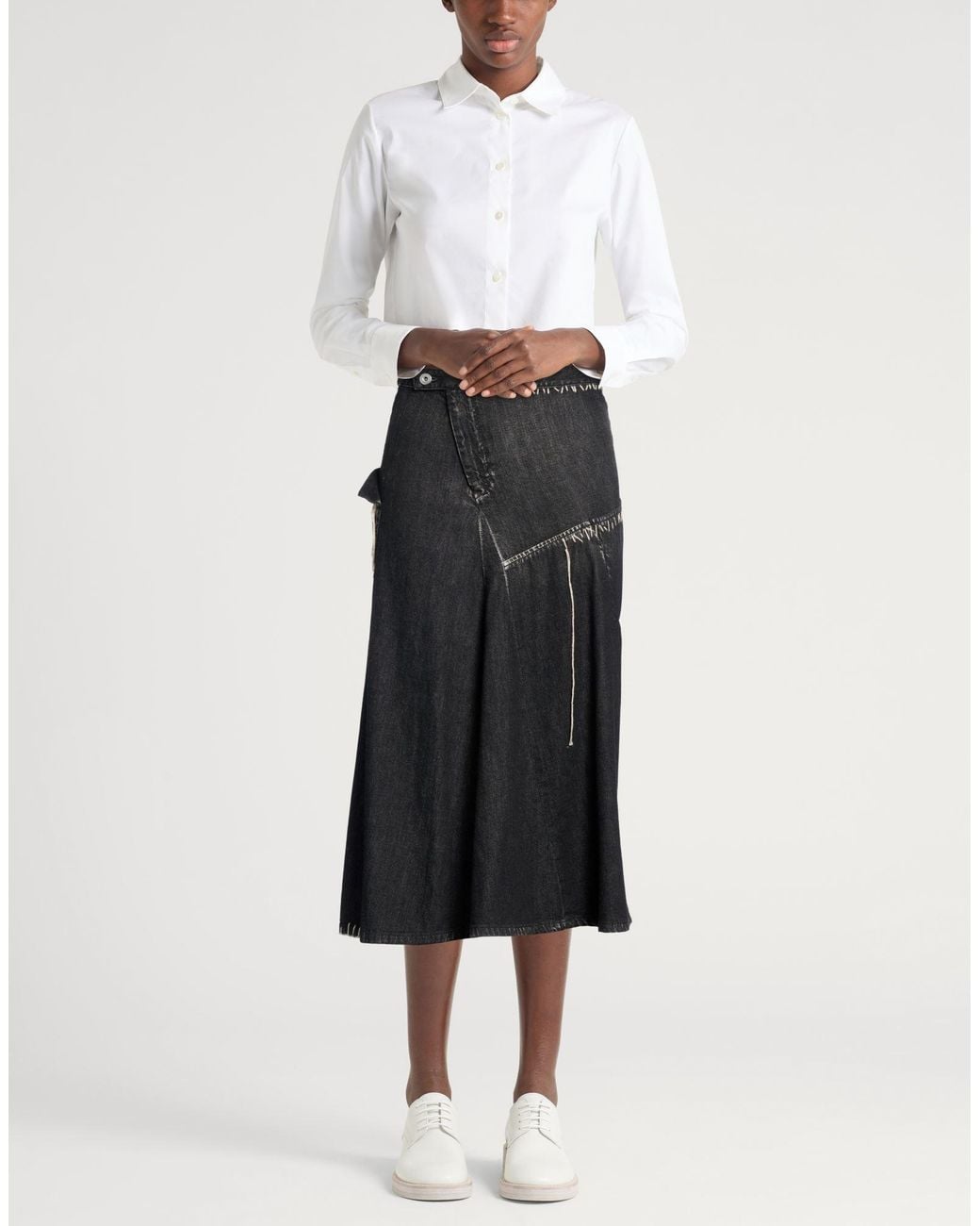 Yohji Yamamoto Black Denim Skirt Cotton