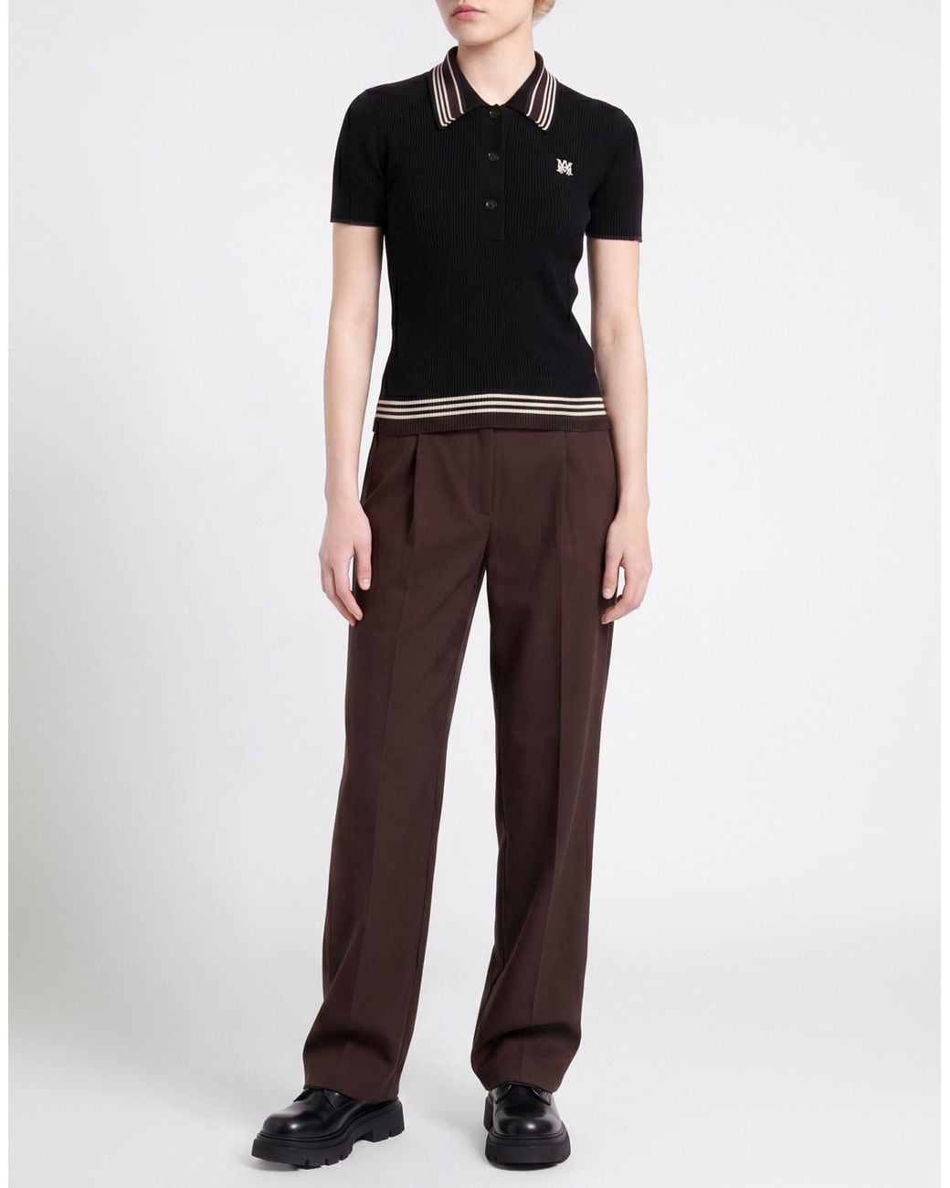 Amiri Black Polo Shirt Wool, Polyester