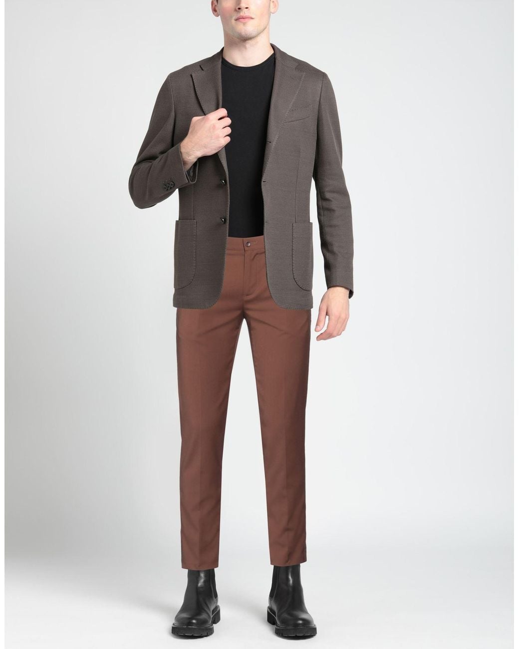 Daniele Alessandrini Brown Pants Polyester, Viscose, Elastane for men