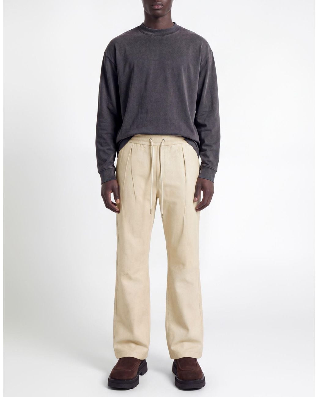 Guess Natural Ivory Pants Lambskin for men