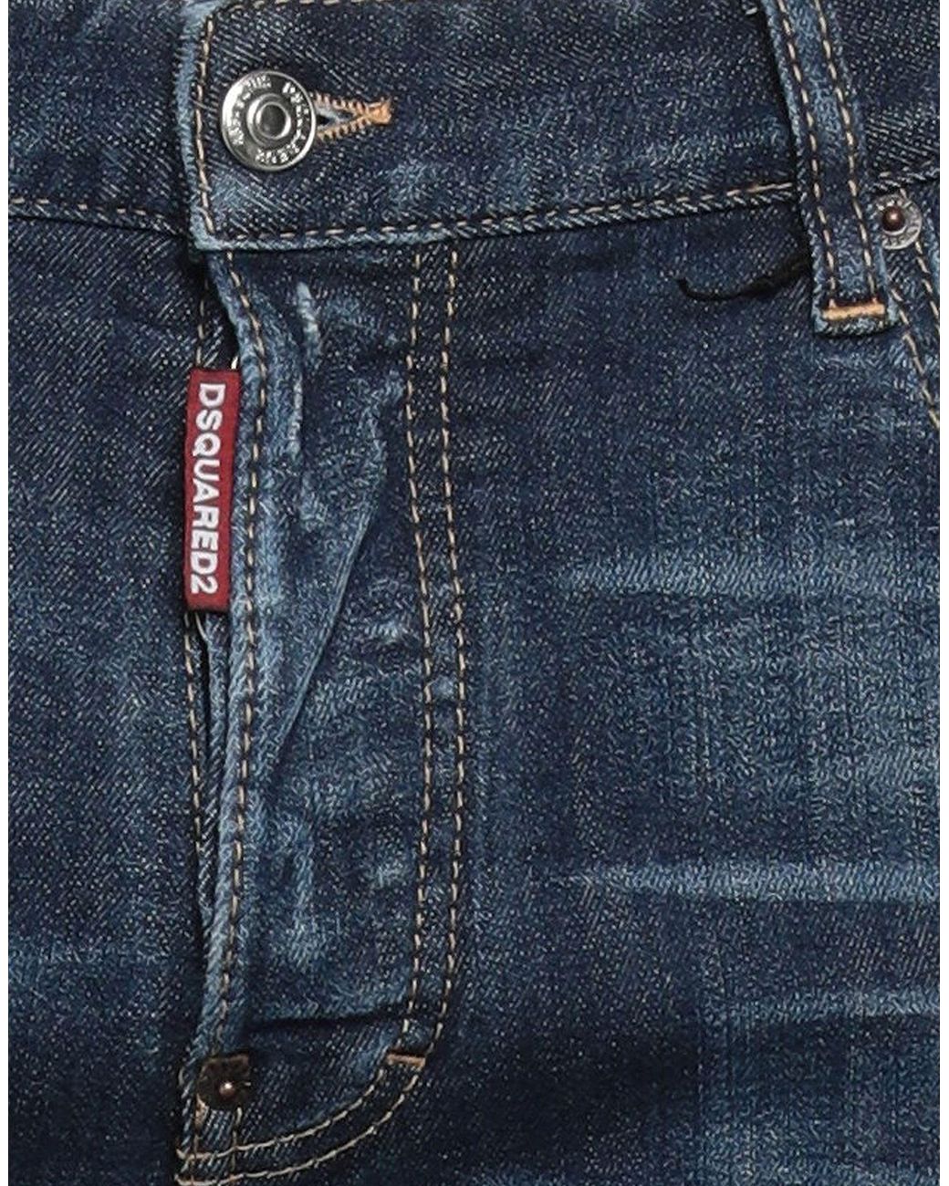 DSquared² Blue Jeans Cotton, Polyester, Elastane, Cow Leather for men