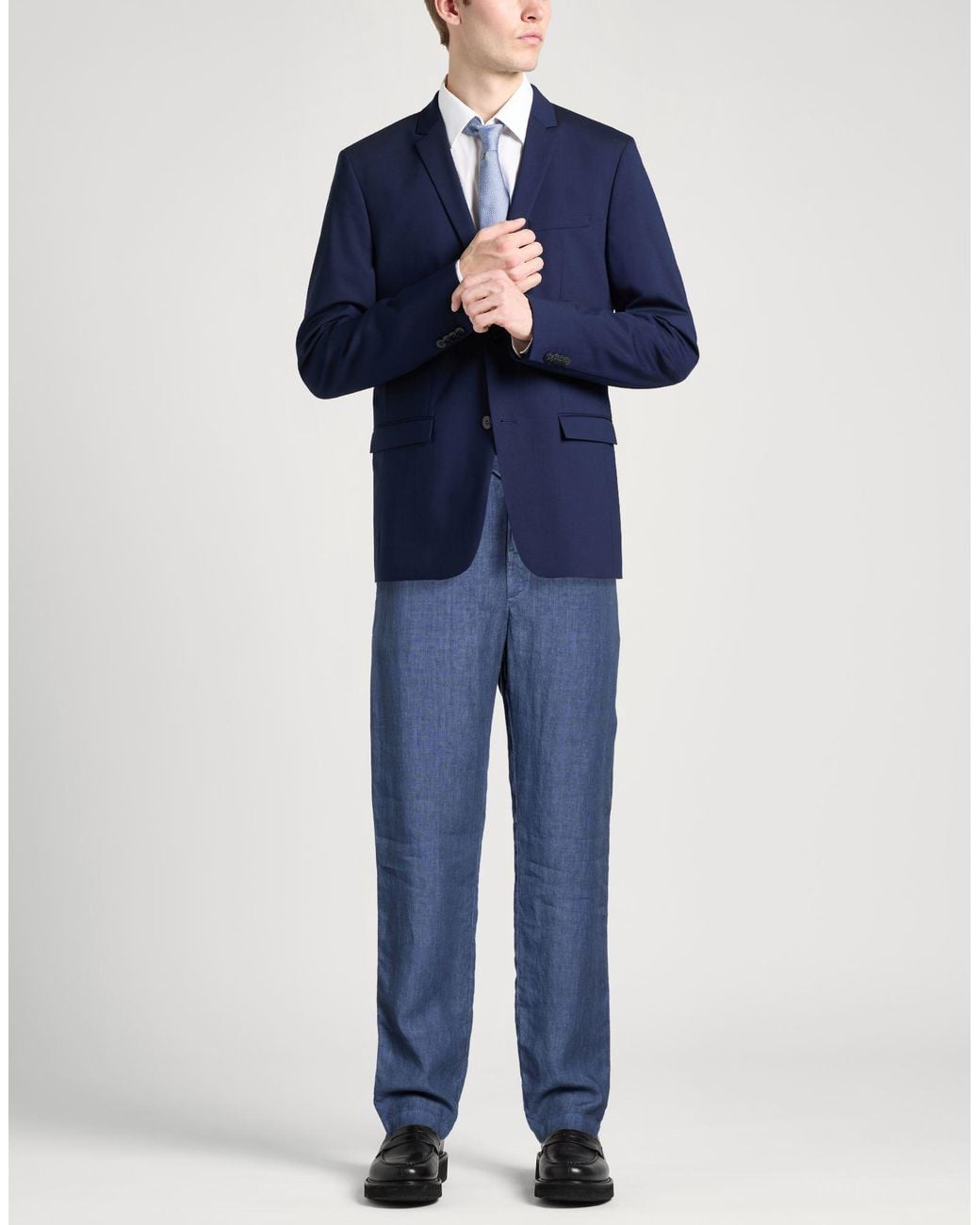 120% Lino Blue Trouser for men