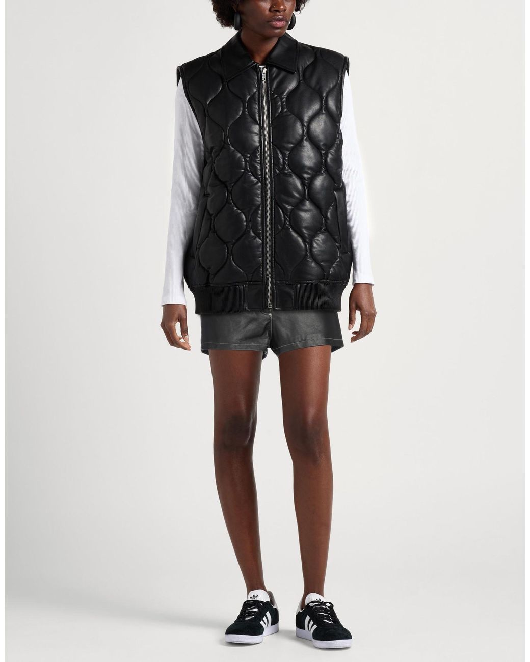Pinko Gray Shorts & Bermuda Shorts Lambskin, Goat Skin