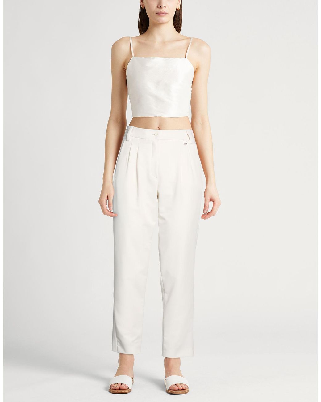 Herno White Ivory Pants Polyester, Viscose, Elastane
