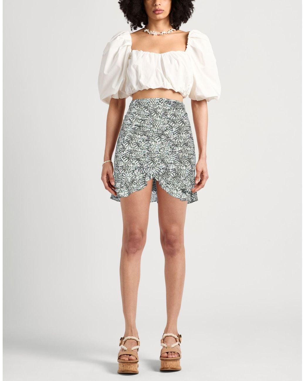 Isabel Marant Gray Ivory Mini Skirt Silk, Elastane
