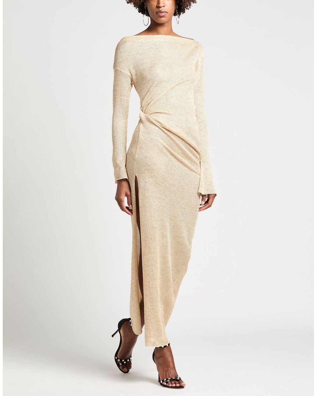 Circus Hotel Natural Maxi Dress Viscose, Polyester, Polyamide