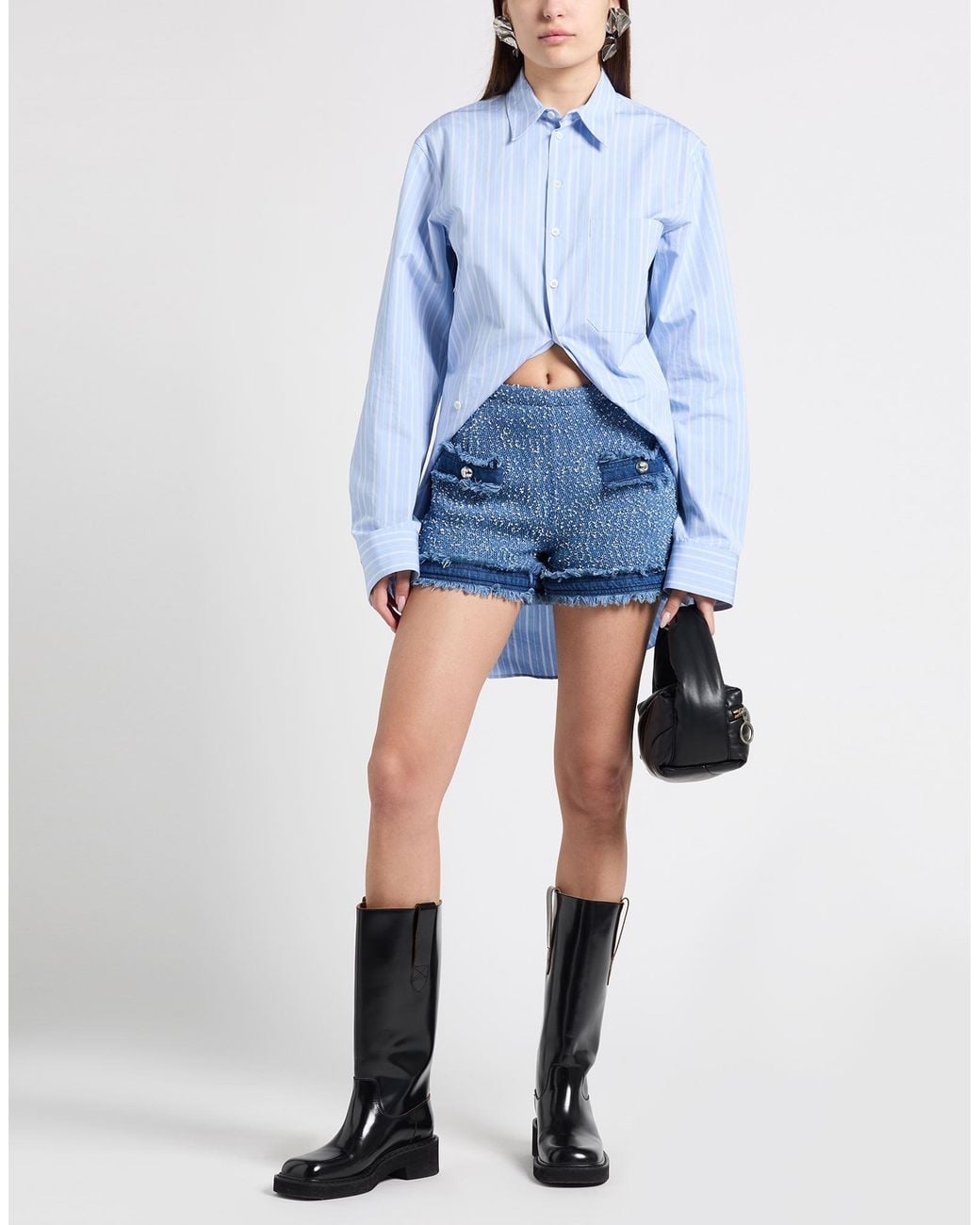 Pinko Blue Denim Shorts Cotton, Polyamide, Acrylic