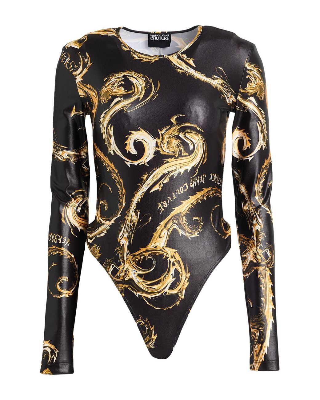 Versace Jeans Couture Black Bodysuit Polyester, Elastane