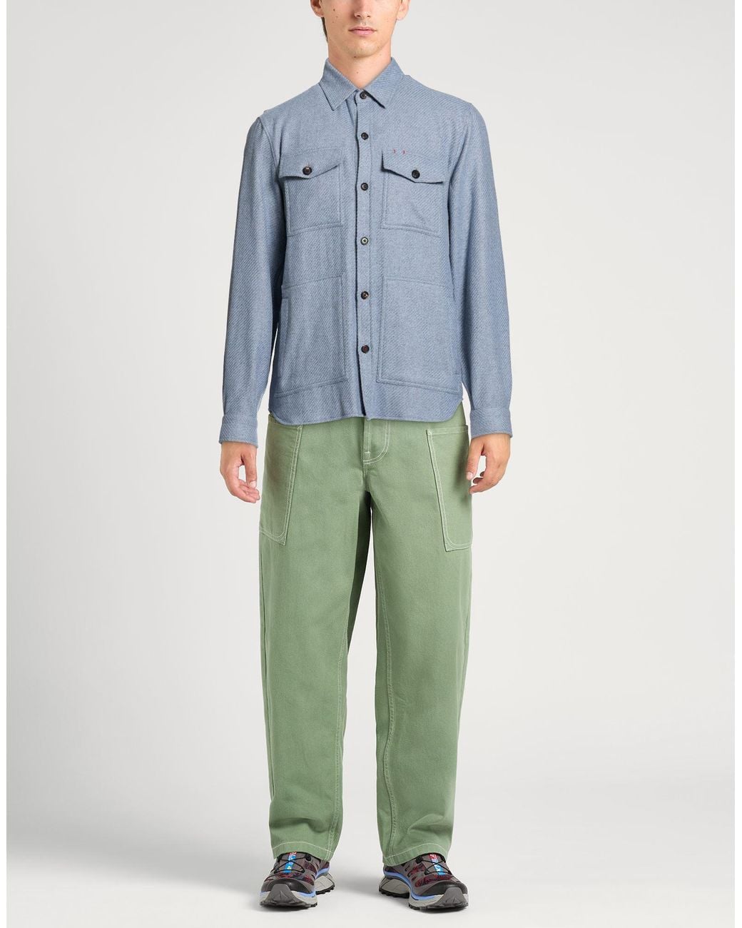 Isaia Blue Shirt Cashmere for men