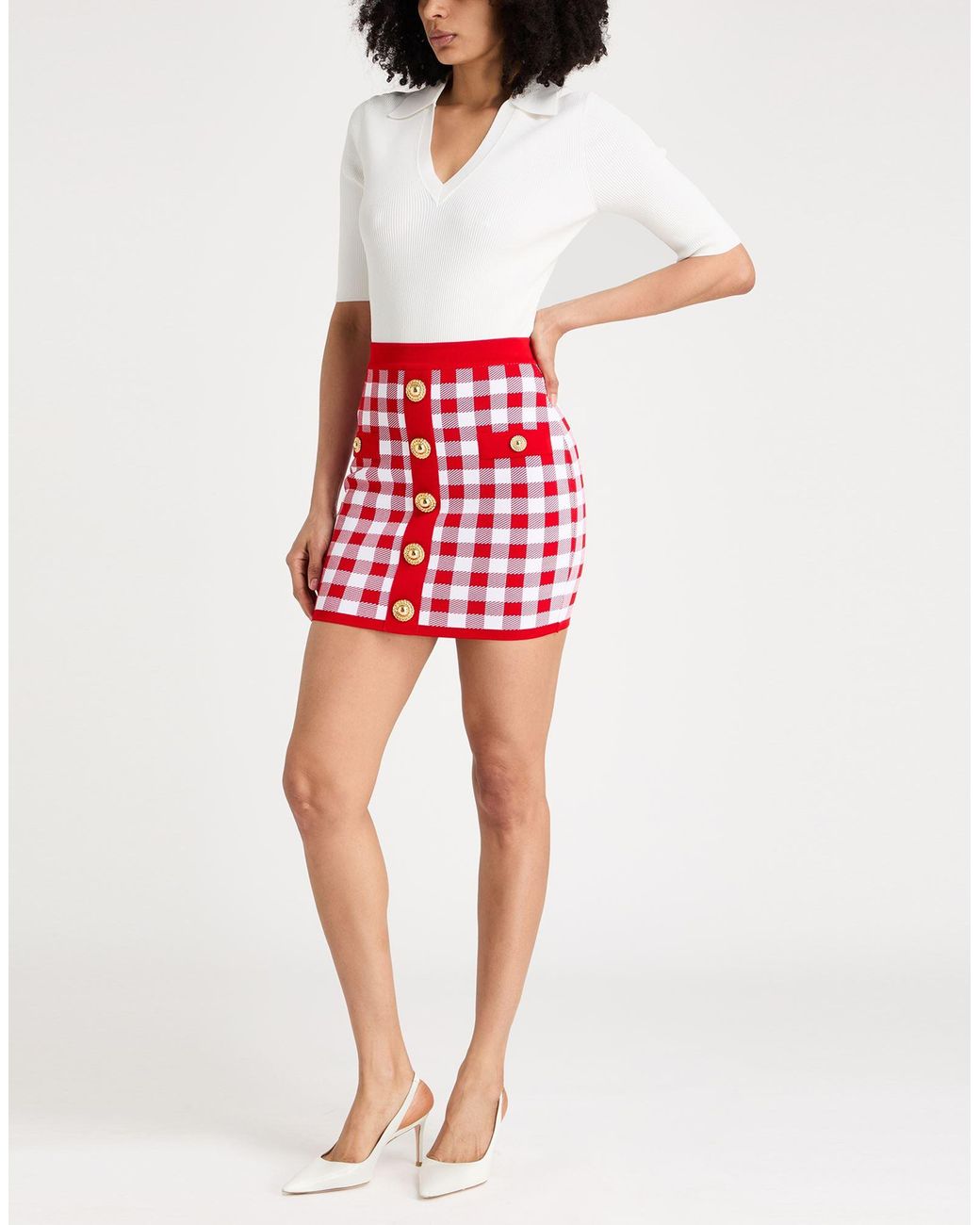 Balmain Red Mini Skirt