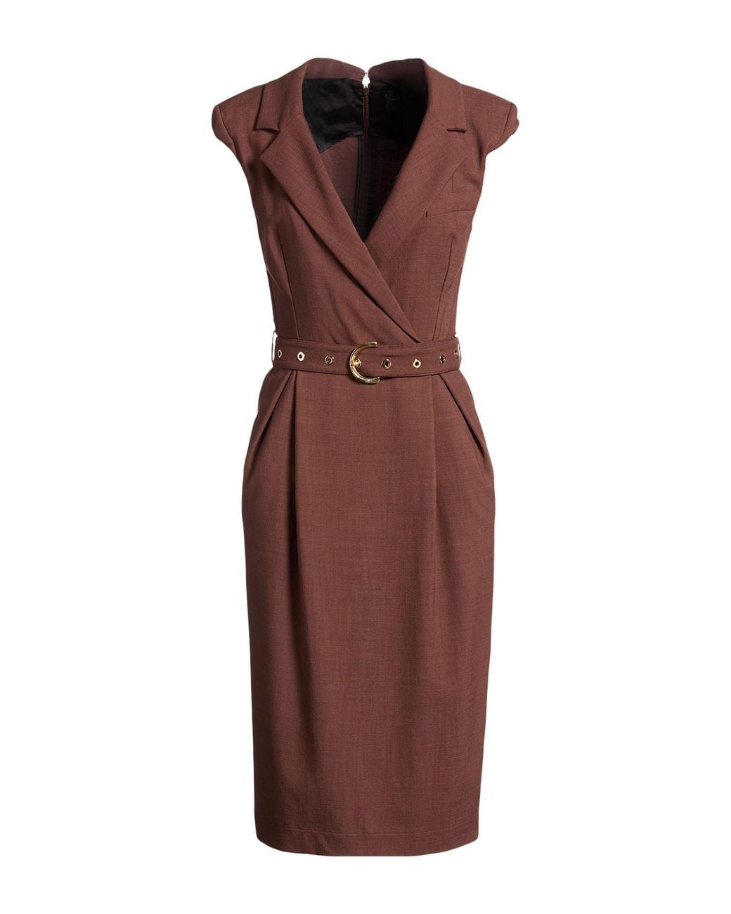 Pinko Brown Midi Dress Viscose, Polyester, Elastane