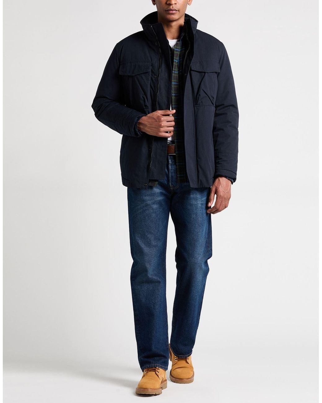 Dondup Blue Jacket Cotton, Nylon for men
