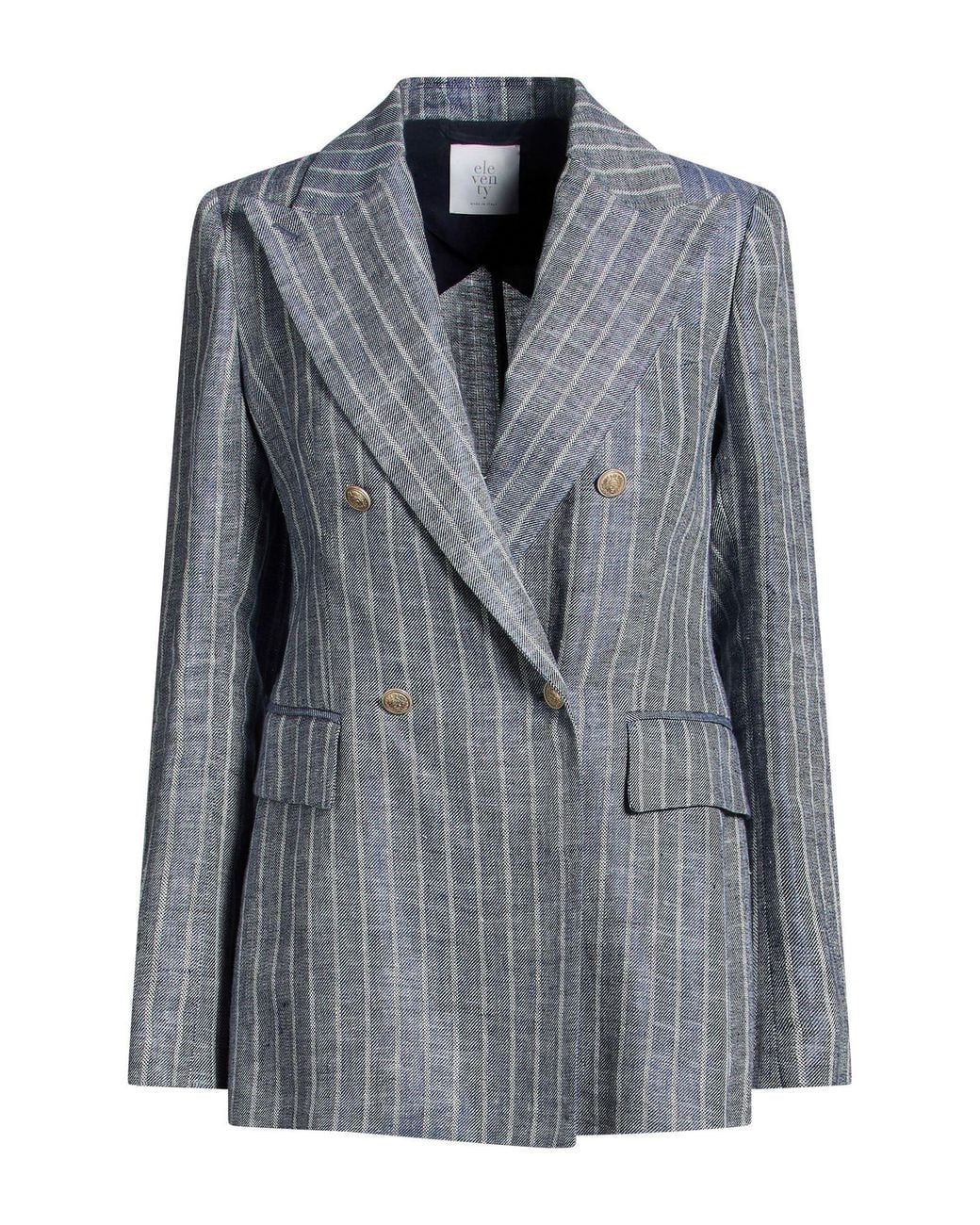 Eleventy Gray Blazer Hemp, Linen