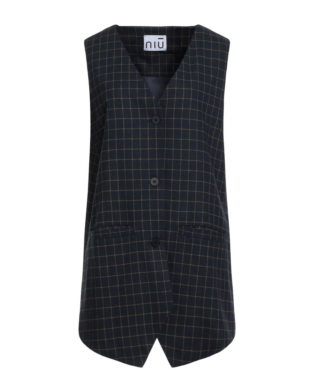 Niu Blue Midnight Tailored Vest Viscose, Polyester, Wool, Elastane