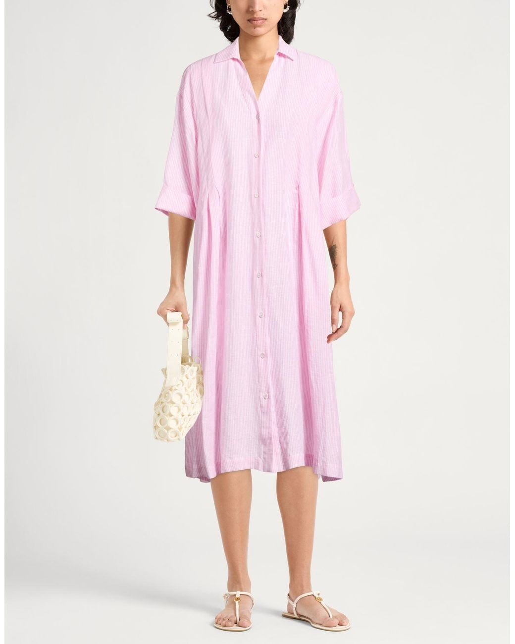 Peserico Pink Midi Dress Linen