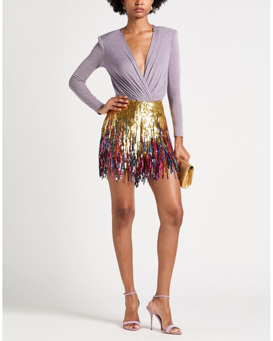 Elisabetta Franchi Purple Bodysuit Viscose, Polyamide, Polyester