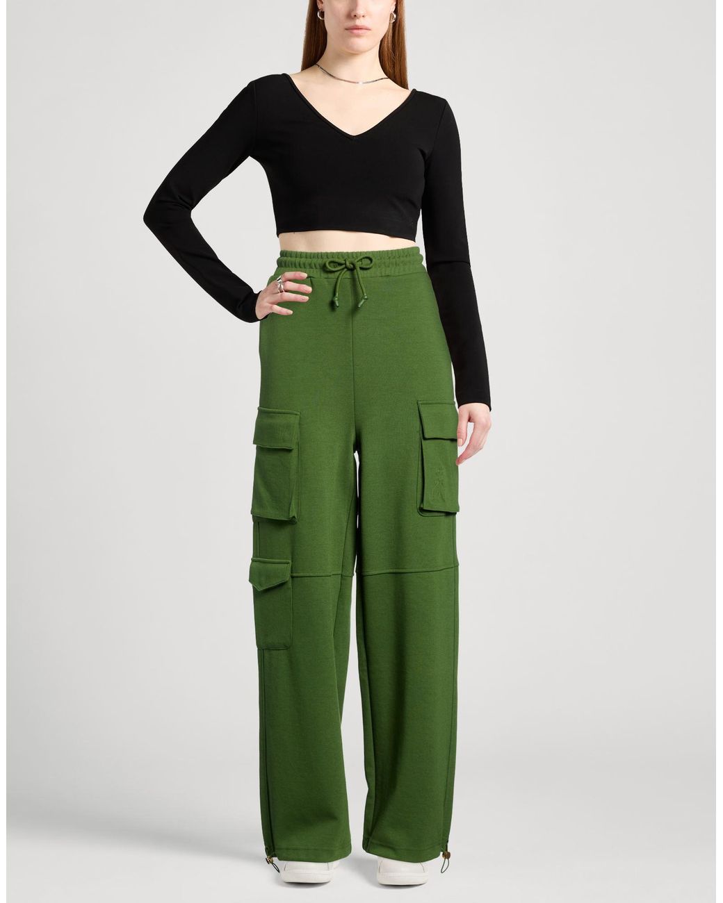 Patrizia Pepe Green Pants Polyester, Cotton