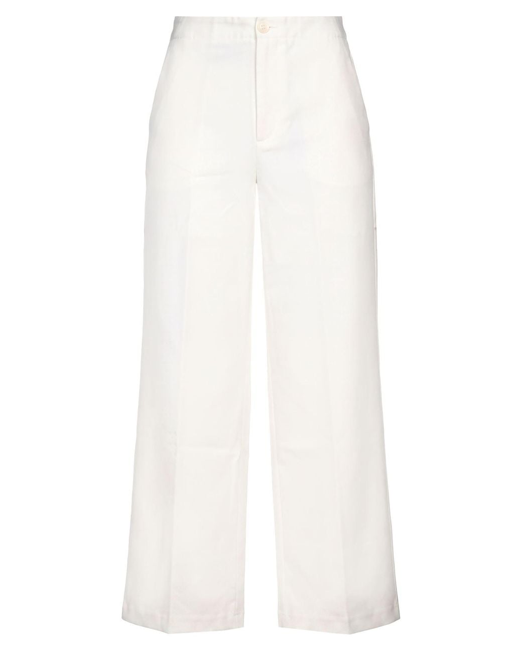 European Culture White Cream Pants Viscose, Polyamide, Elastane