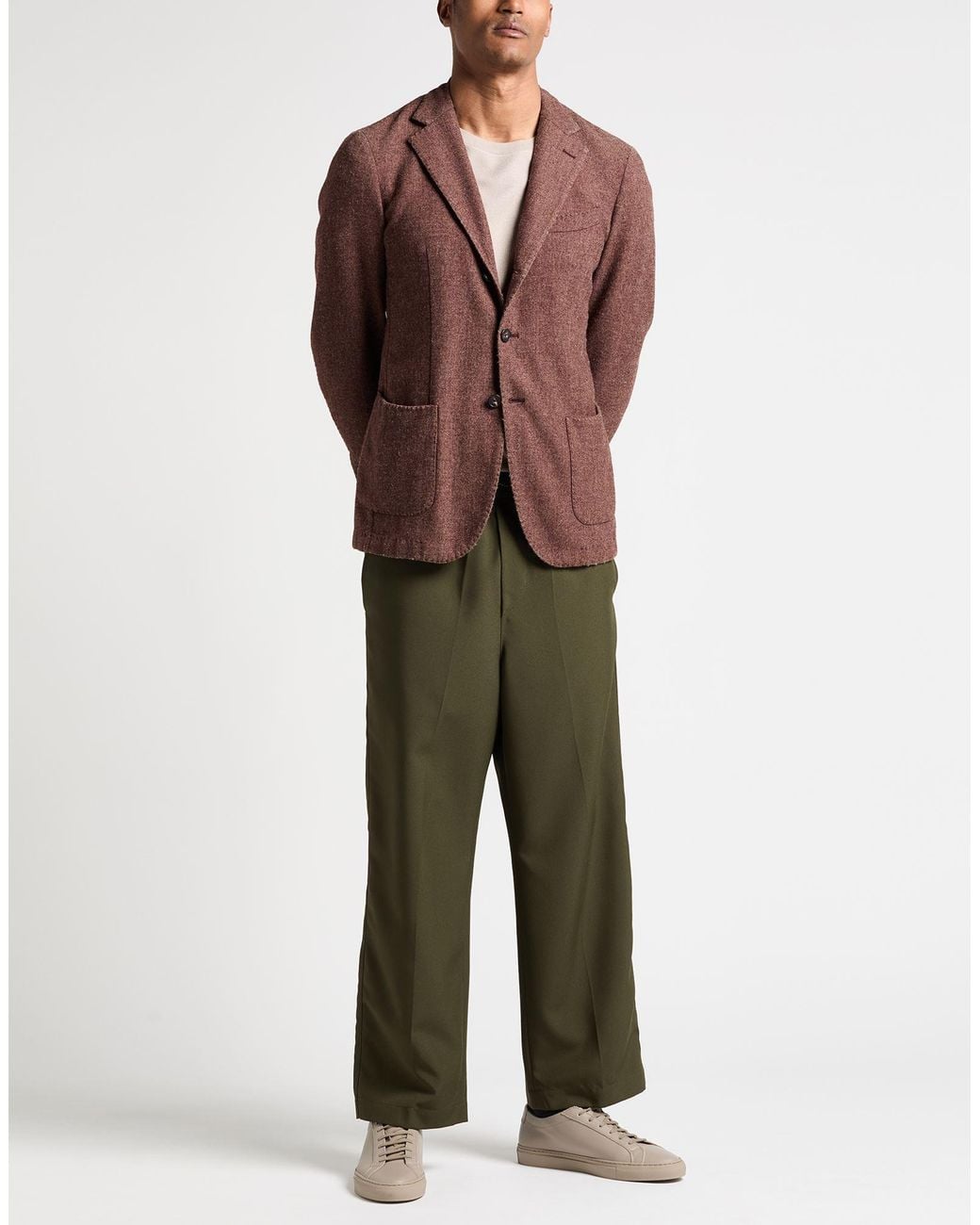 Santaniello Brown Blazer Cotton, Polyester for men