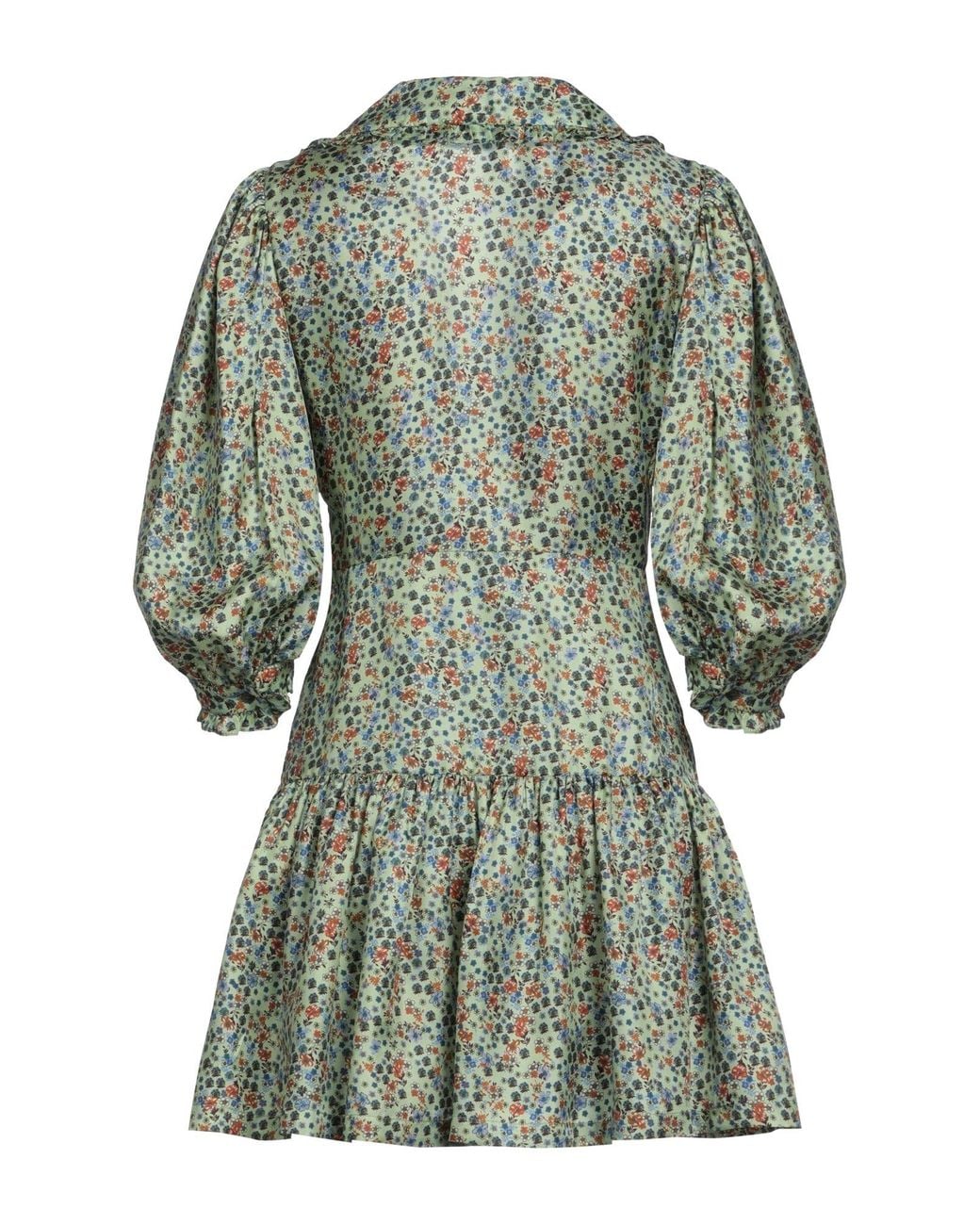 Sandro Green Floral-print Silk-twill Mini Dress