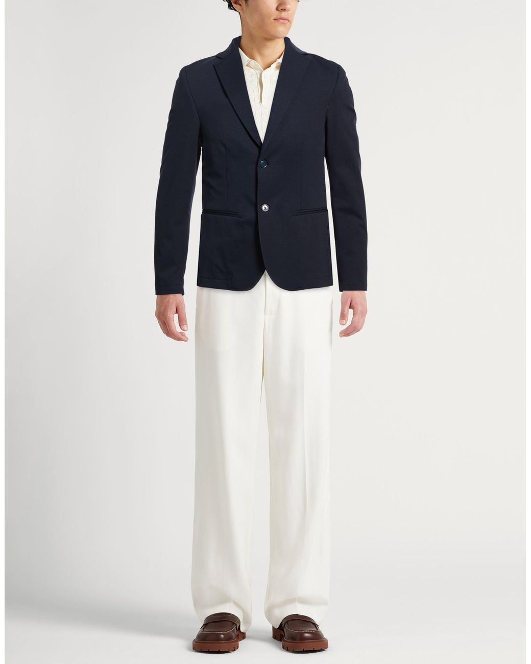 Daniele Alessandrini Blue Midnight Blazer Cotton, Polyamide, Elastane for men