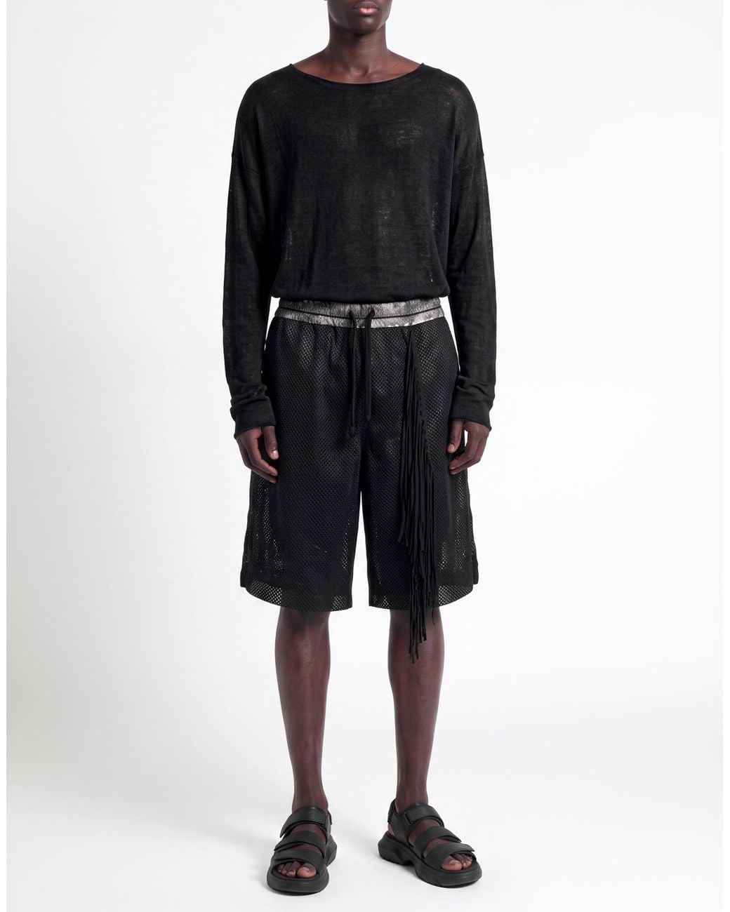 Giovanni Cavagna Black Shorts & Bermuda Shorts Cotton, Polyester, Viscose for men