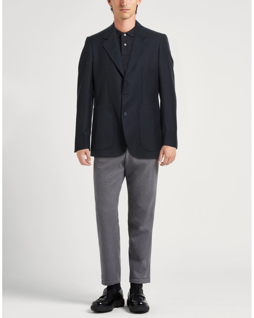 Low Brand Blue Midnight Blazer Polyester, Virgin Wool for men