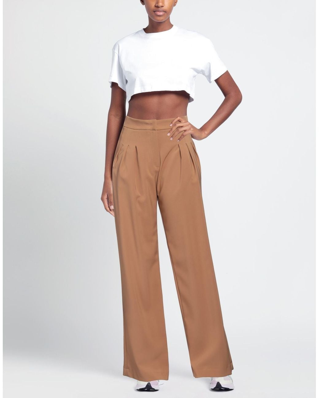 Akep Brown Pants Polyester, Elastane