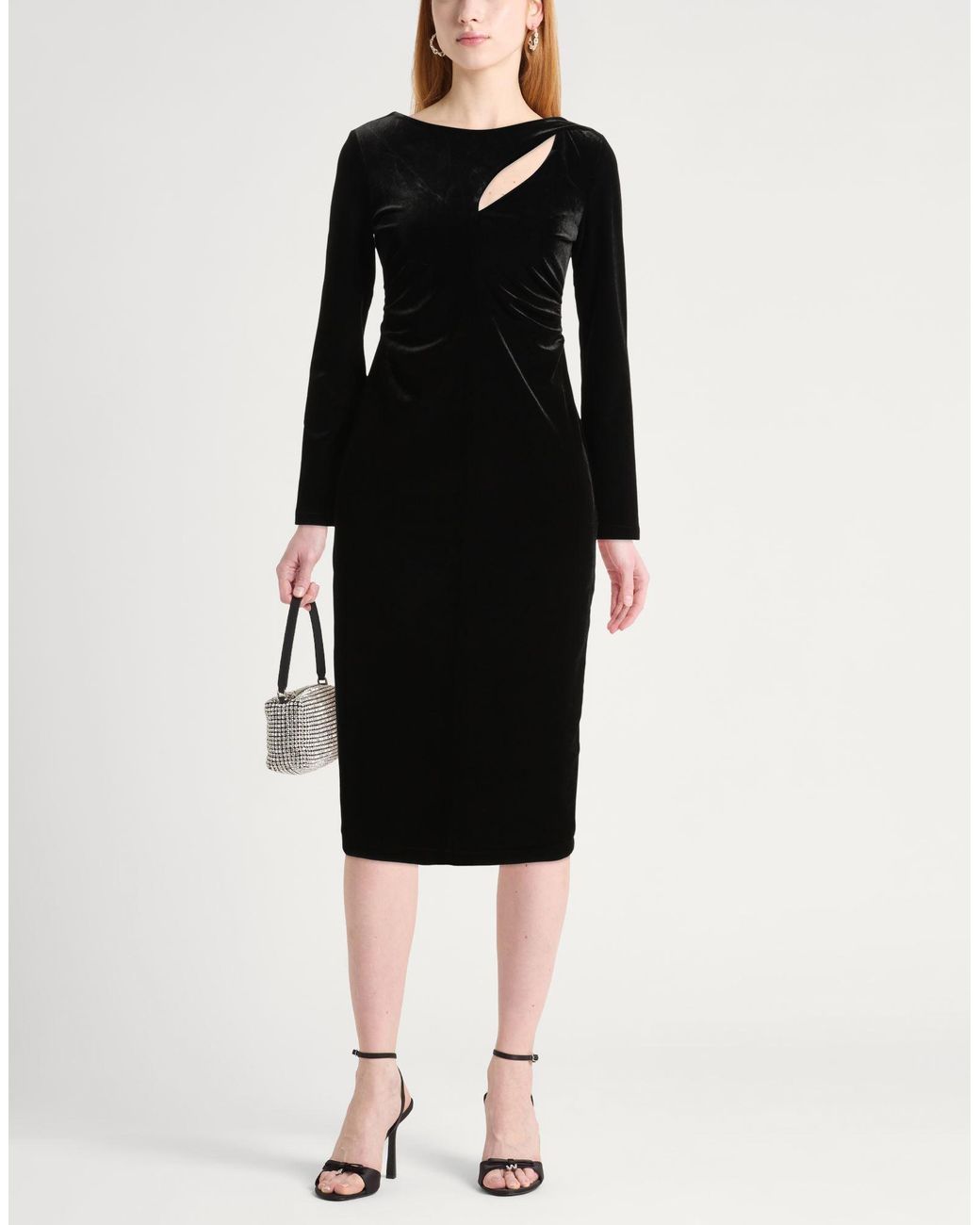 ARMANI EXCHANGE Black Midi Dress Polyester, Elastane
