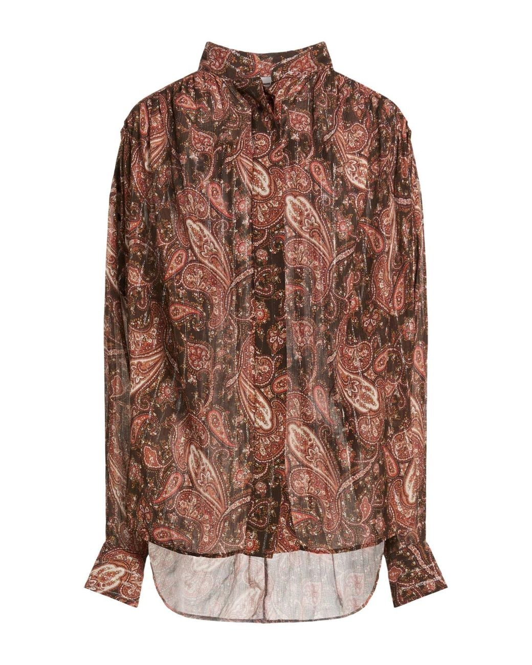 ANDAMANE Brown Dark Shirt Viscose, Silk, Metal Fiber