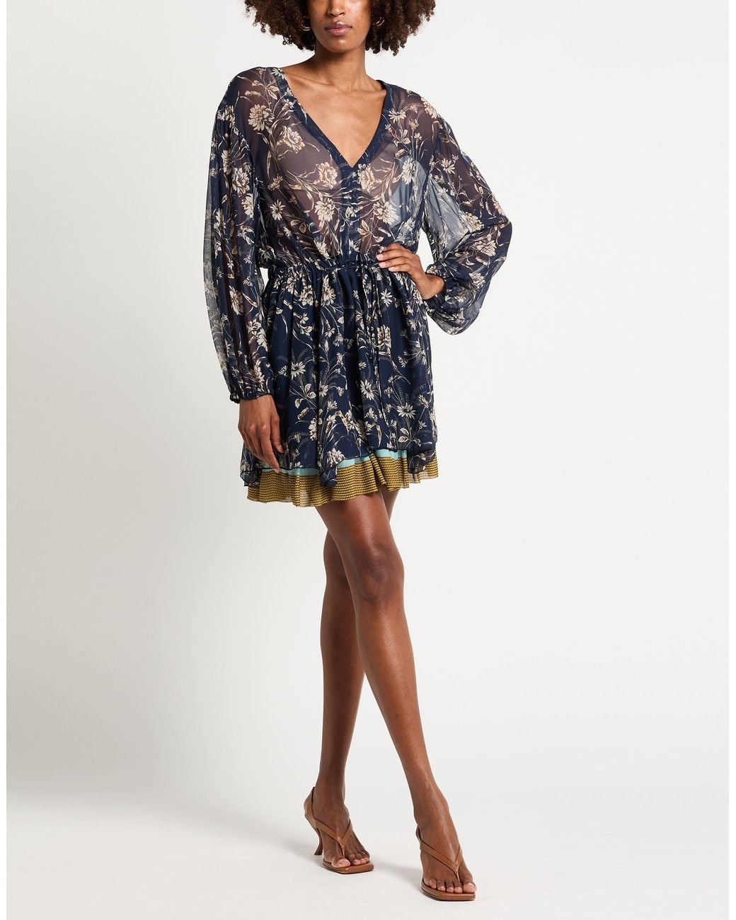 Semicouture Blue Mini Dress Polyester