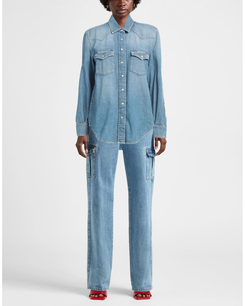 Dondup Blue Denim Shirt Cotton