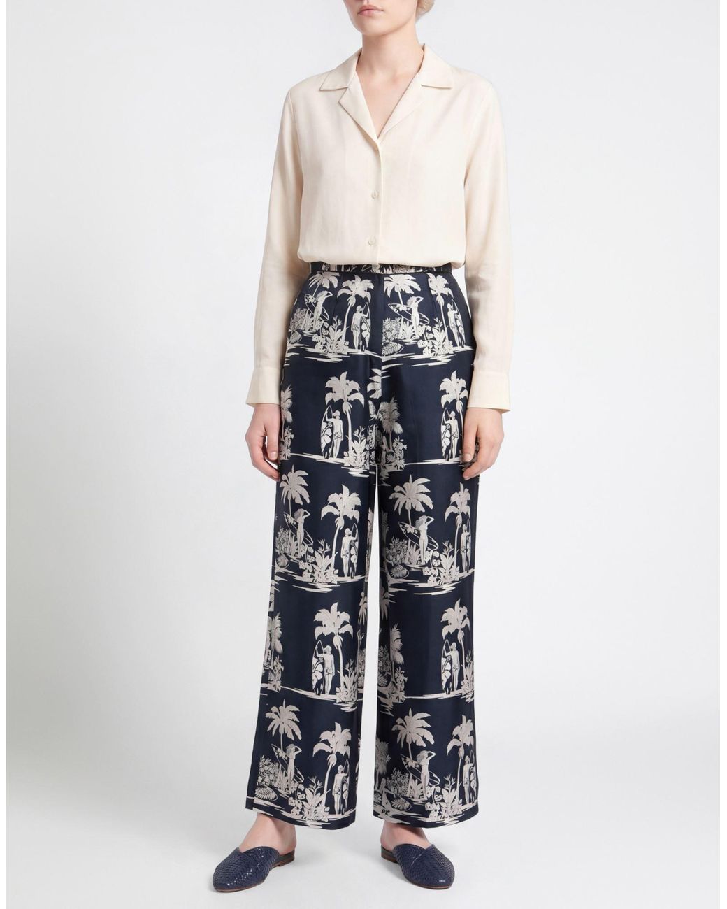 Max Mara Blue Pants Silk