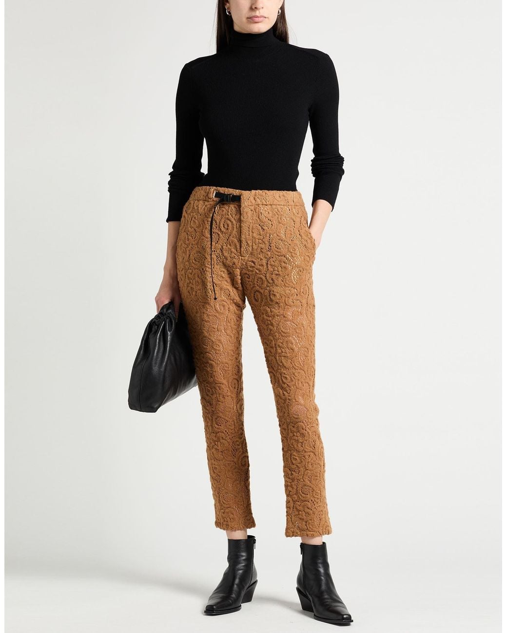 White Sand Brown Camel Pants Acrylic, Nylon, Wool