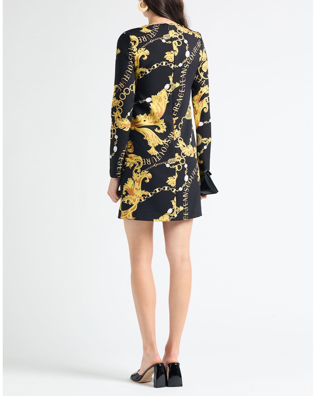 Versace Jeans Couture Black Mini Dress Polyester, Elastane