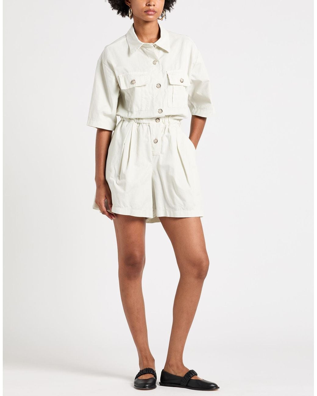 ViCOLO White Playsuit Cotton, Linen, Elastane