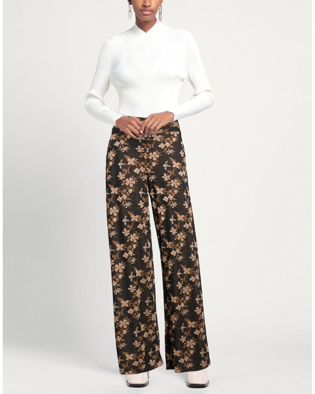 Niu Brown Dark Pants Polyester, Viscose, Polyamide, Metallic Polyester, Elastane