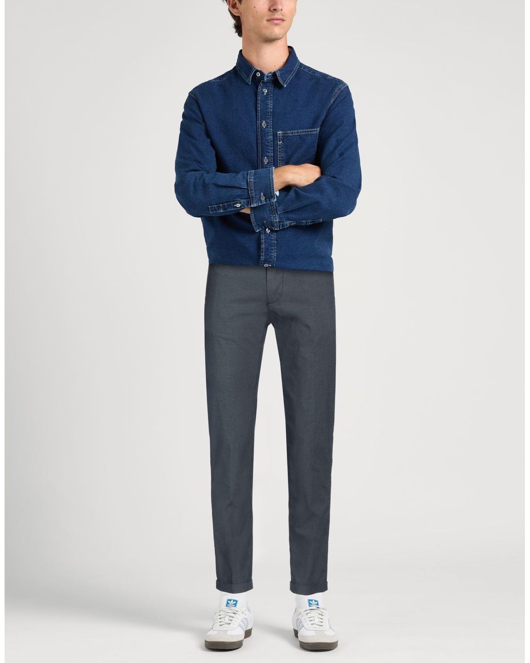 RE_HASH Blue Pants Cotton, Polyester, Elastane for men