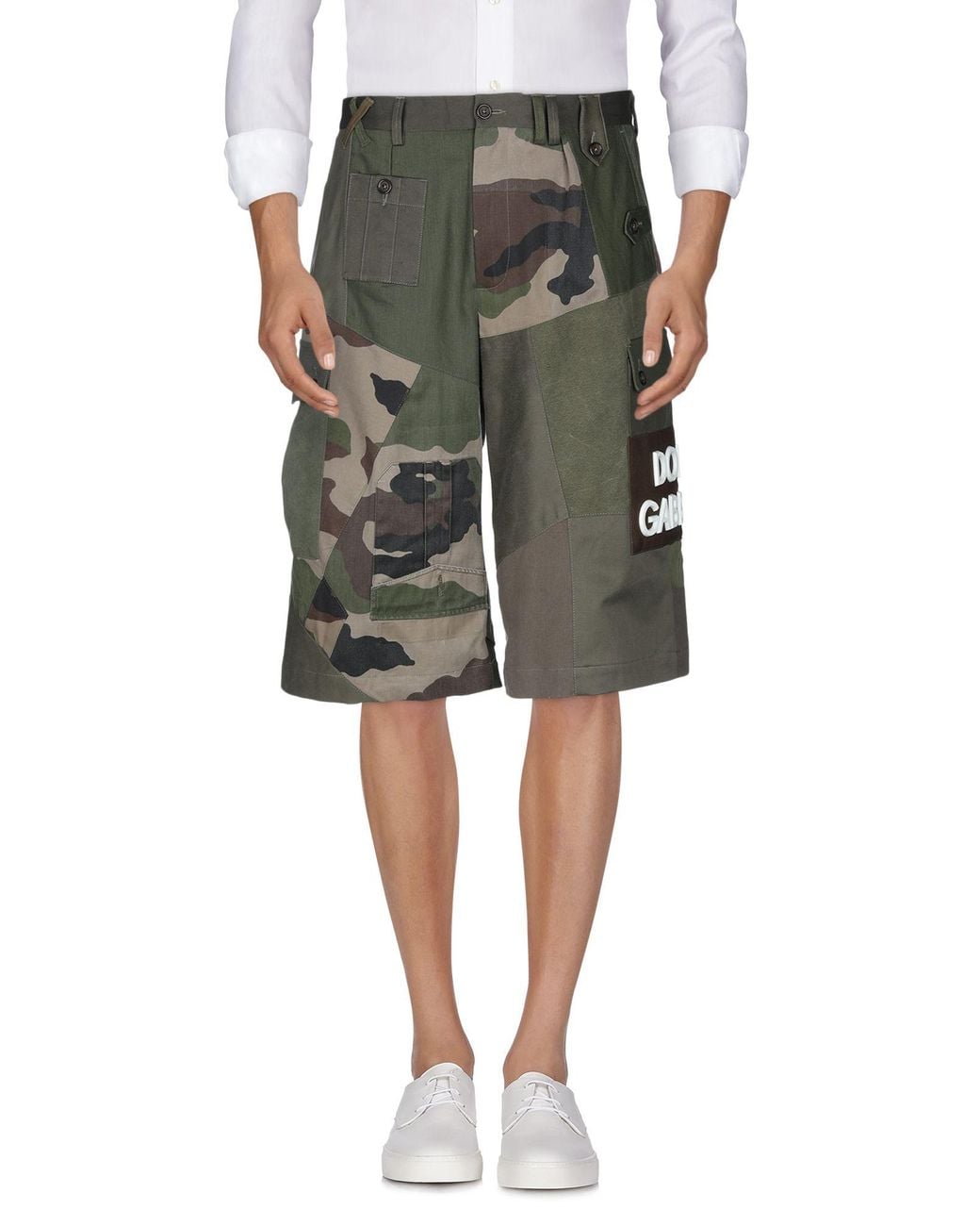 Dolce & Gabbana Gray Military Shorts & Bermuda Shorts Cotton, Polyurethane for men