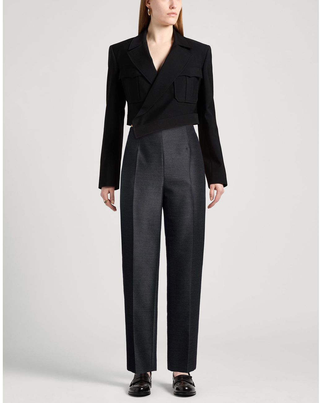 Alberta Ferretti Blue Charcoal Pants Virgin Wool, Silk