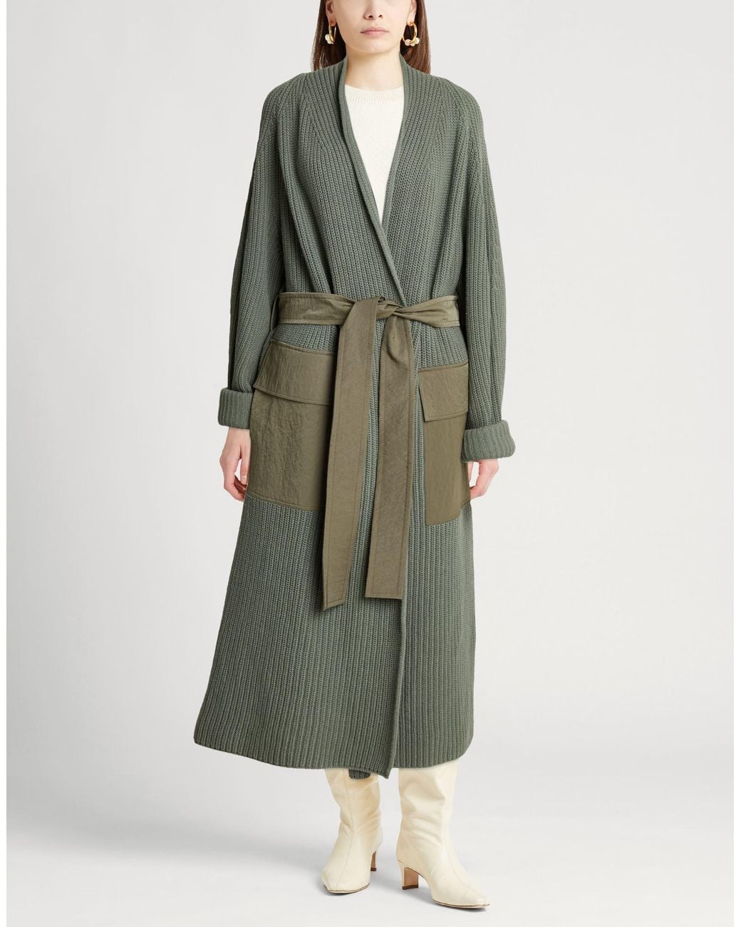 Gentry Portofino Green Military Coat Virgin Wool, Cashmere