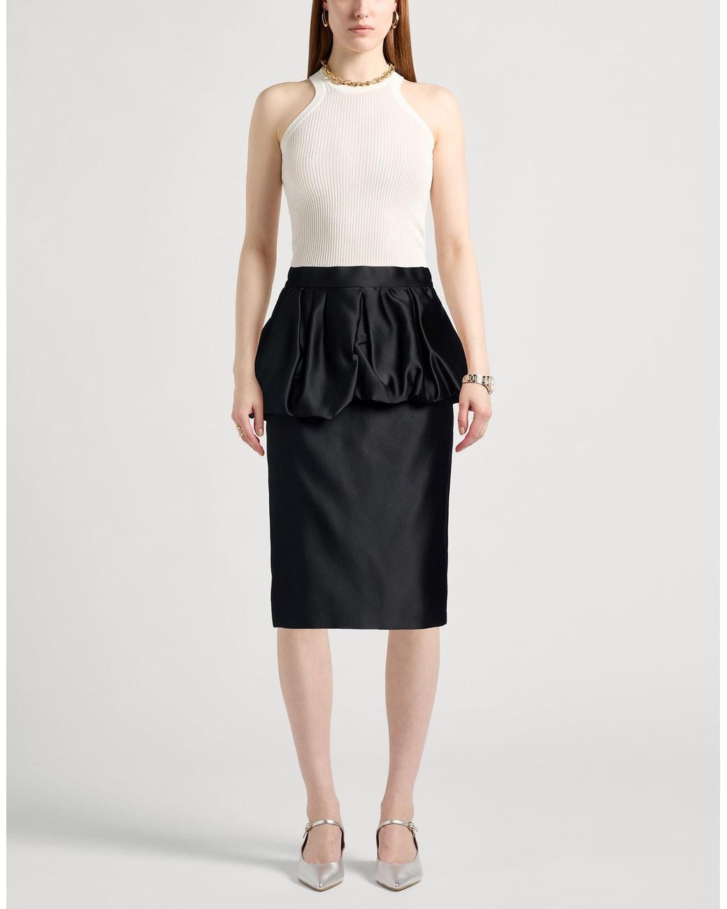 Max Mara Black Midi Skirt Polyester