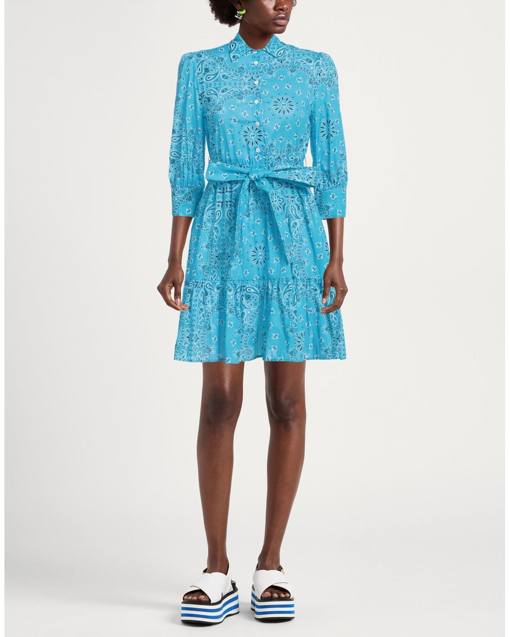Mc2 Saint Barth Blue Mini Dress Cotton