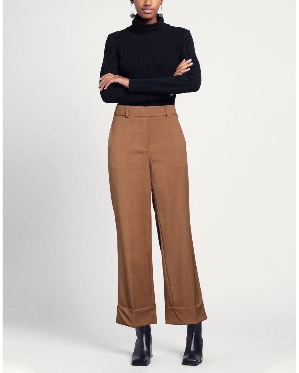 RUE DU BAC Brown Pants Polyester, Elastane