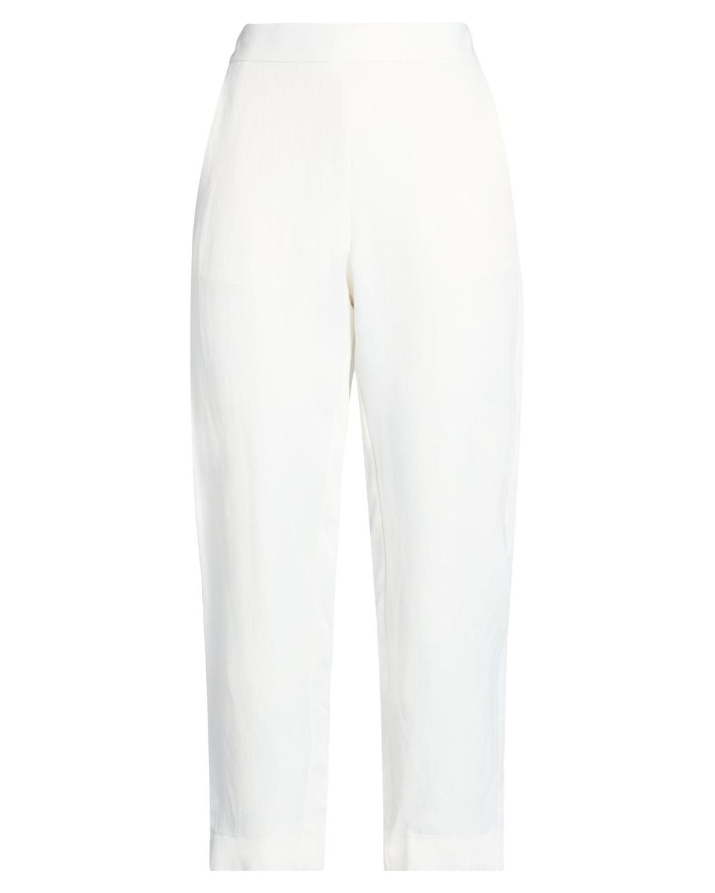 Piazza Sempione White Pants Viscose, Linen